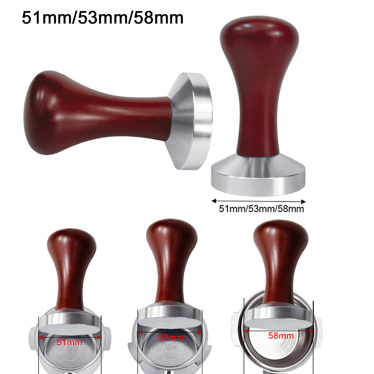 Espresso Tamper Set - فناجين قهوة مسطحة بمقبض خشبي 51