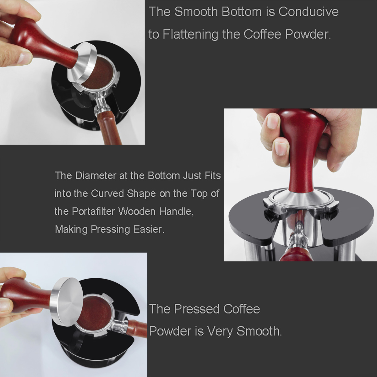 فناجين قهوة مسطحة بمقبض خشبي 5 - مراجعة Espresso Tamper Set وسعره